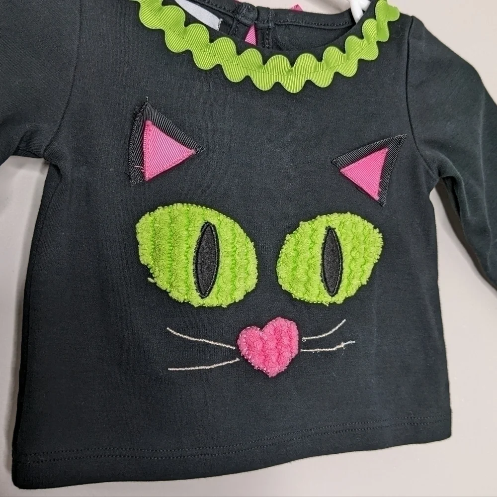 Mud Pie Cat Halloween Shirt 0-6m
